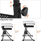 Yaheetech Adjustable Drafting Table Art Desk, Storage Drawers & Stool - Image 6
