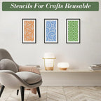 Geometric Texture Stencils for Crafts Reusable 16Pcs Stencils | DIY Art - Image 2