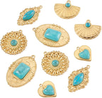 10Pcs Synthetic Turquoise Stone Charms Golden Bohemian Style Turquoise Charm - Image 7