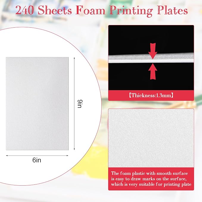 Cholemy 240 Pcs Foam Printing Plates 6 x 9 Inch Crafting White Foam Sheets - Image 2