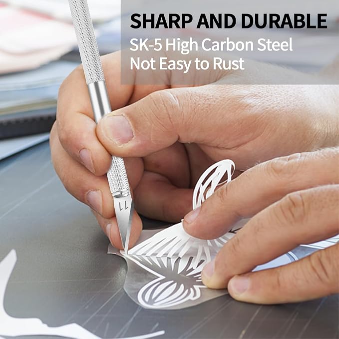 DIYSELF 20PCS Craft Knife Blades, SK5 Carbon Steel #11 Exacto Knife Blades - Image 2