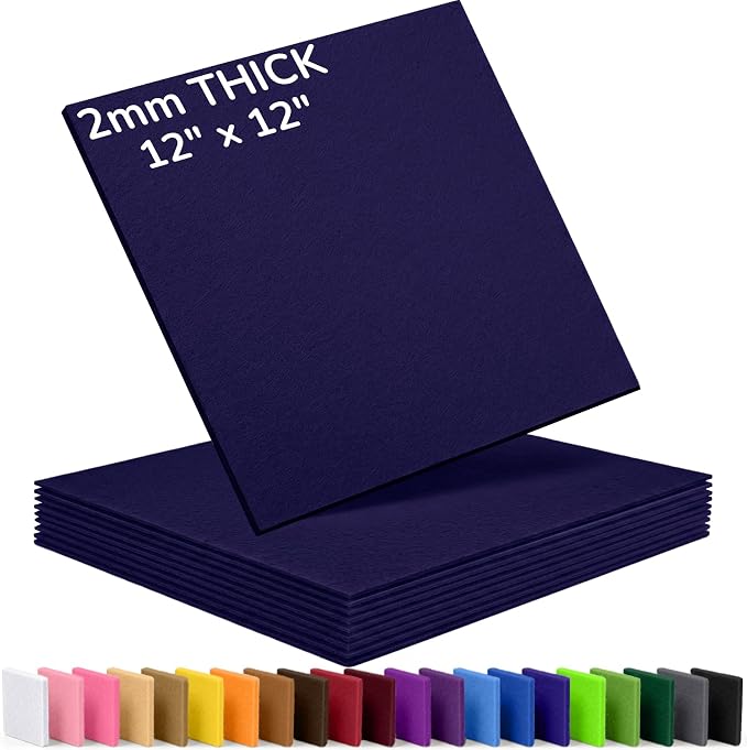 2mm Stiff Felt Sheets 12" X 12" | Thick Polyester Felt Material, DIY Craft by Luceinvita