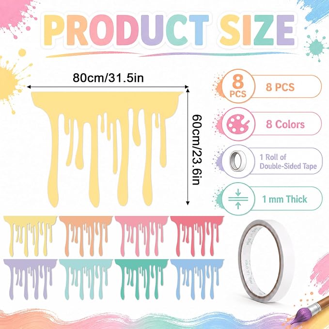 8 PCS Art Themed Party Table Skirt Back to School Felt Table Skirts Pastel Felt - Image 2