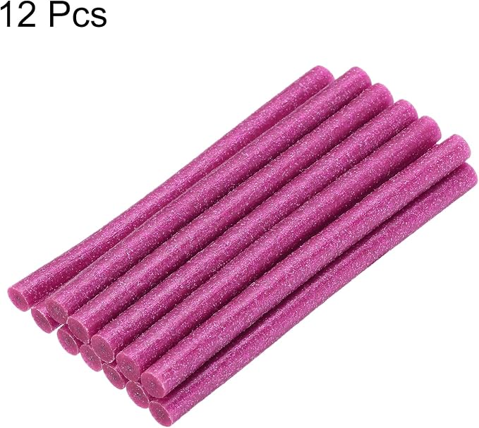 uxcell Mini Hot Glue Sticks for Glue Gun 7mm x 100mm Glitter Rose 12pcs - Image 3
