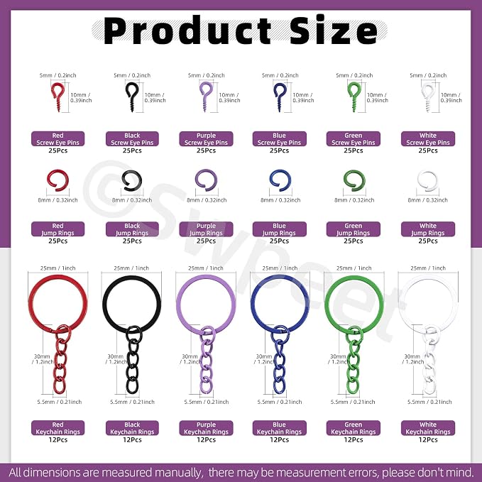 Swpeet 372Pcs 6 Colors 25mm - Image 2