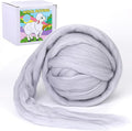 QMNNMA Wool Roving Bulk, 14.1oz Needle Felting Wool, Wool Felting-Gray | Wool by Qmnnma