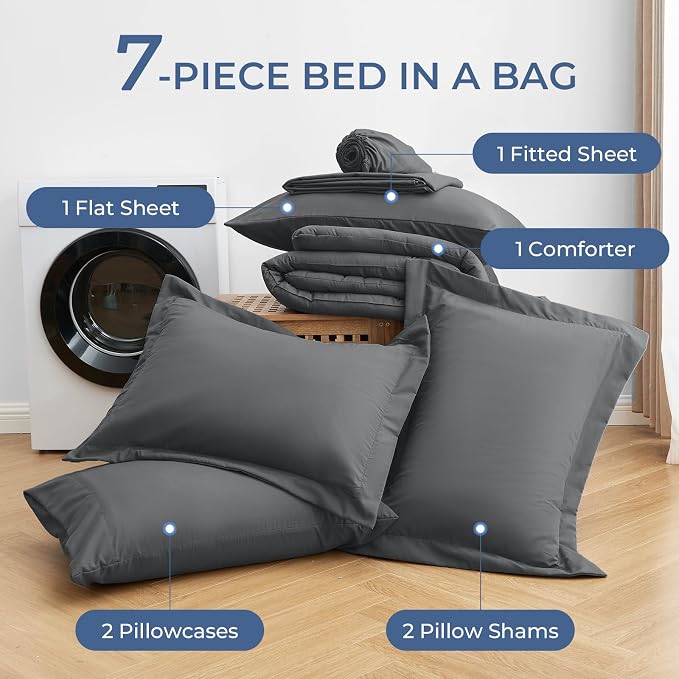 Sasttie Oversized Queen Comforter Set, 7 Pieces Extra Large Bed in a Bag - Image 6