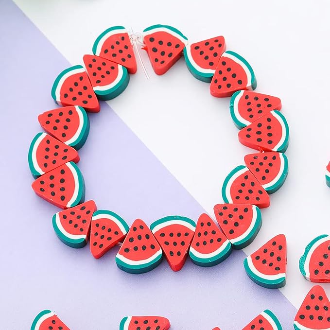 100pcs Watermelon Polymer Clay 10mm Spacer Beads - Image 7