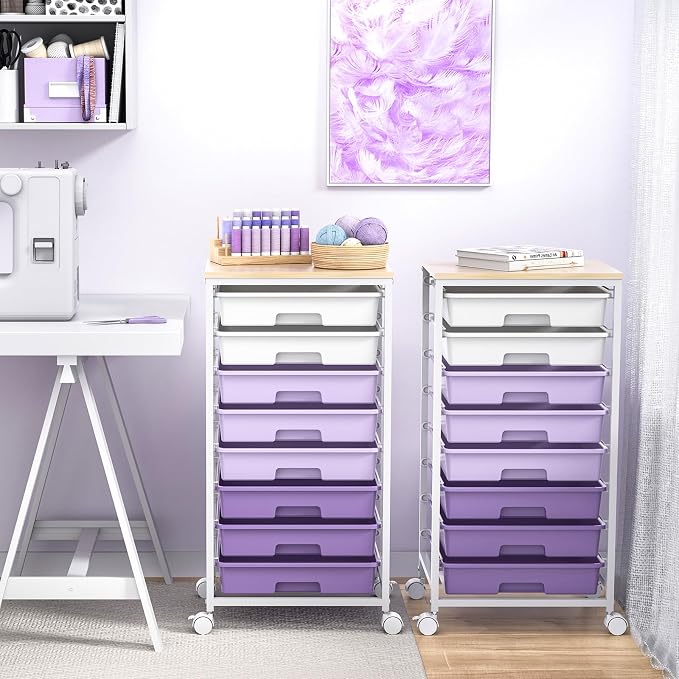 SYKIARIOL Rolling Cart with Drawers, Utility Cart With 8 Drawers and Wooden - Image 9
