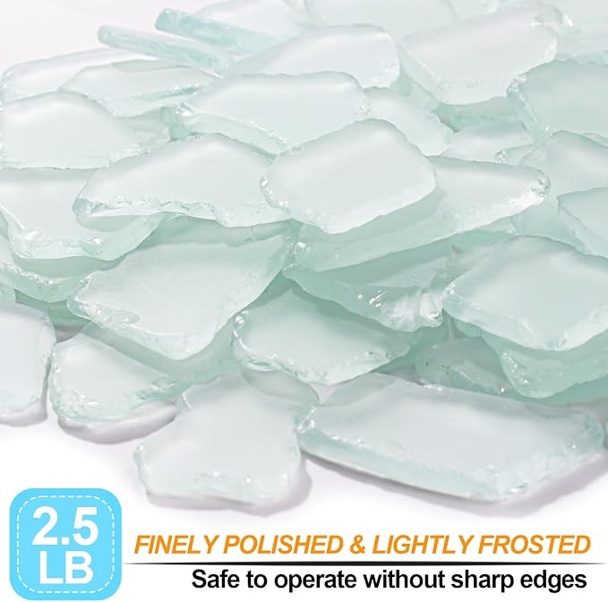 Keedolla Tumbled Sea Glass for Crafts - 40 OZ White Flat Frosted Seaglass - Image 3