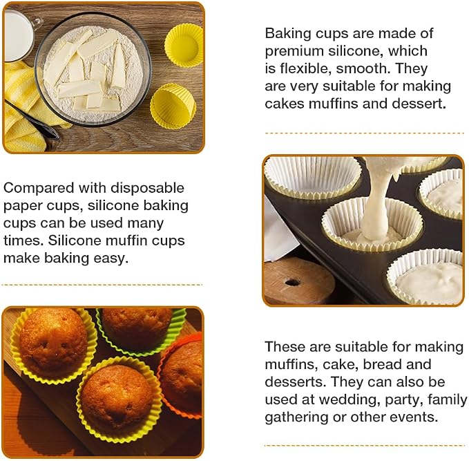 Extra Large Silicone Cupcake Muffin Cups 12 Pack, 3.54 Inch | Non-stick - Image 5