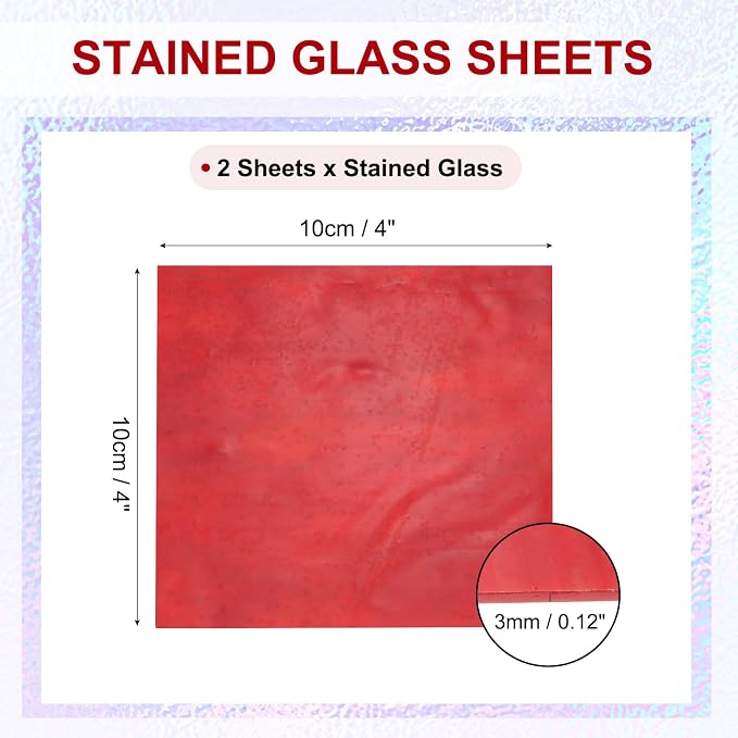 PATIKIL 4 x 4 Inch Transparent Stained Glass Sheets, 2 Sheets Mosaic Glass - Image 2