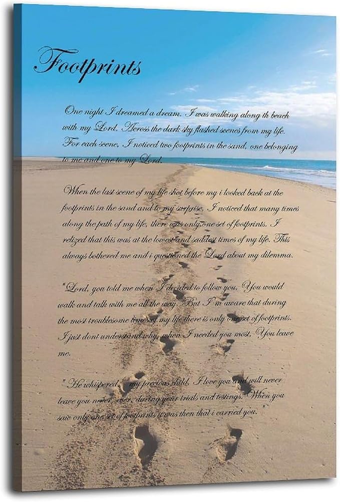 Footprints in The Sand Poetry Poster, Frame-style-4 | Canvas Wall Art, Kitchen by Unknown