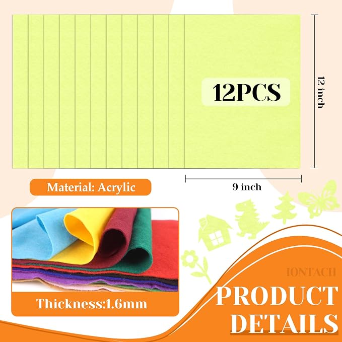 IONTACH 9" X 12" Felt Fabric Sheets 1.6mm Thick | Soft Felt - Image 3