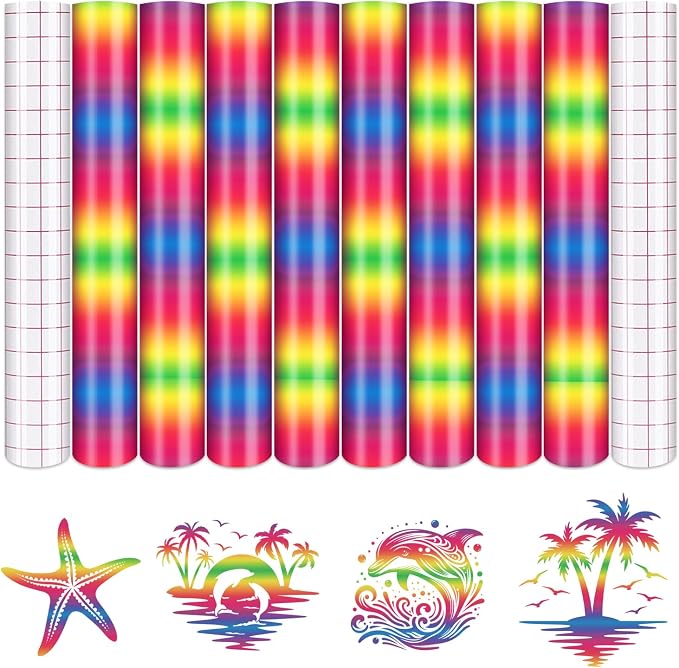Tintnut Gradient Permanent Vinyl 8 Pcs12x10in Pink Blue Adhesive Vinyl | by Tintnut