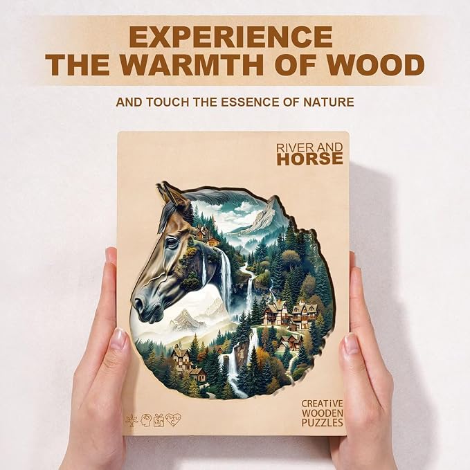 Mountain and River Horse Puzzles Adults Gifts Wooden 100 Pieces 8.5 * 8.2in - Image 8