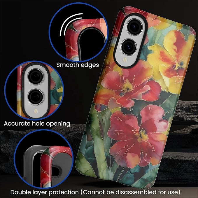 Case for Samsung Galaxy S25 Edge Case, Vintage Floral Girly Design Hybrid Dual - Image 5
