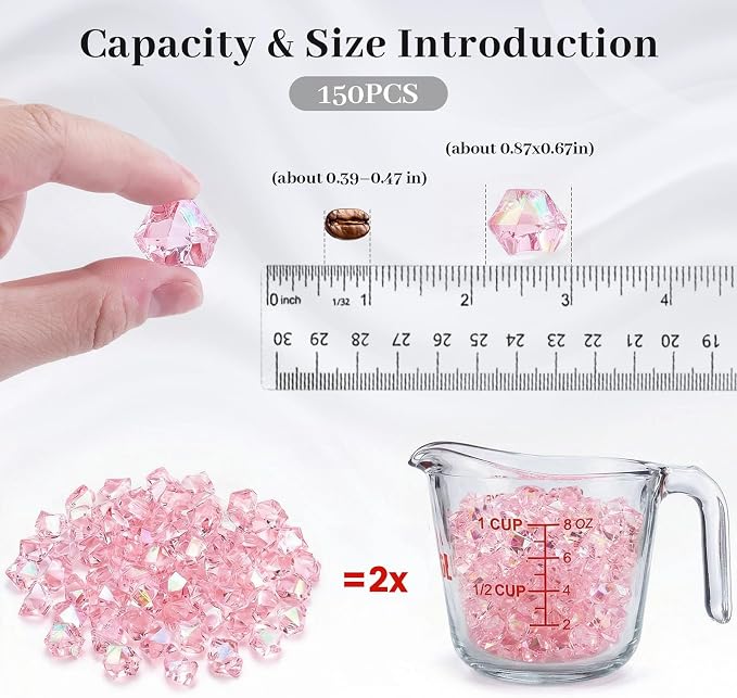DomeStar Pink Fake Ice, Plastic Crystals Gems, Vase Fillers DIY Craft Makeup - Image 2