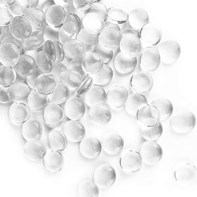 CYS EXCEL Clear Glass Gemstone Beads Vase Fillers Flat Marble Beads Multiple by CYSEXCEL%C2%AE