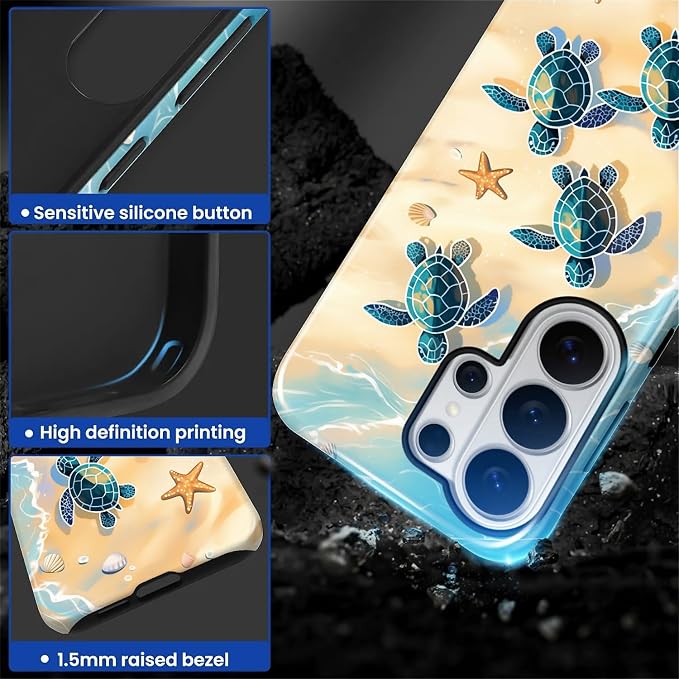 for Samsung Galaxy S26 Ultra Case, Sea Turtle Beach Pattern Glossy 2 in 1 - Image 3