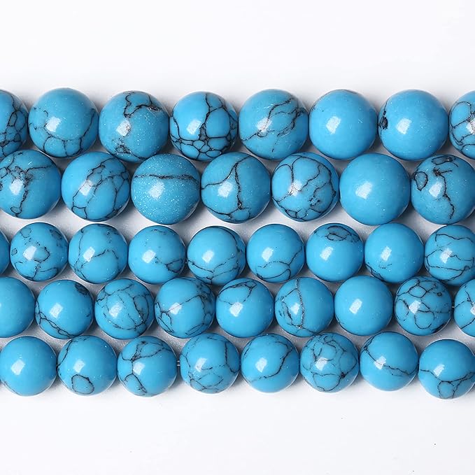 38PCS 10mm Natural Stone Beads Blue Turquoise Round Loose Gemstone Beads - Image 2