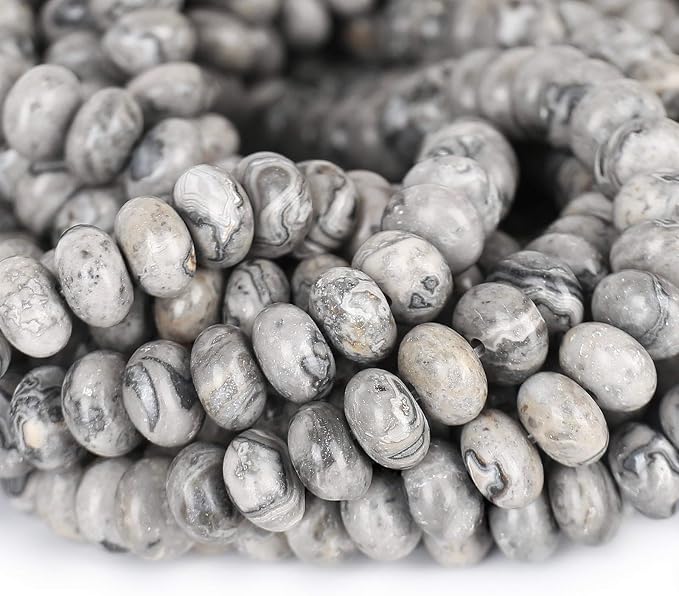 ICAI Beads 5x8mm Natural Map Stone Beads Rondelle Spacer Loose Beads - Image 4
