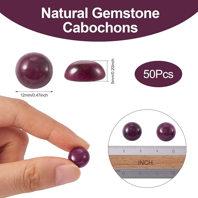 FASHEWELRY 50Pcs Natural White Jade Cabochons Flat Back Gemstone Cabochons 12mm - Image 2
