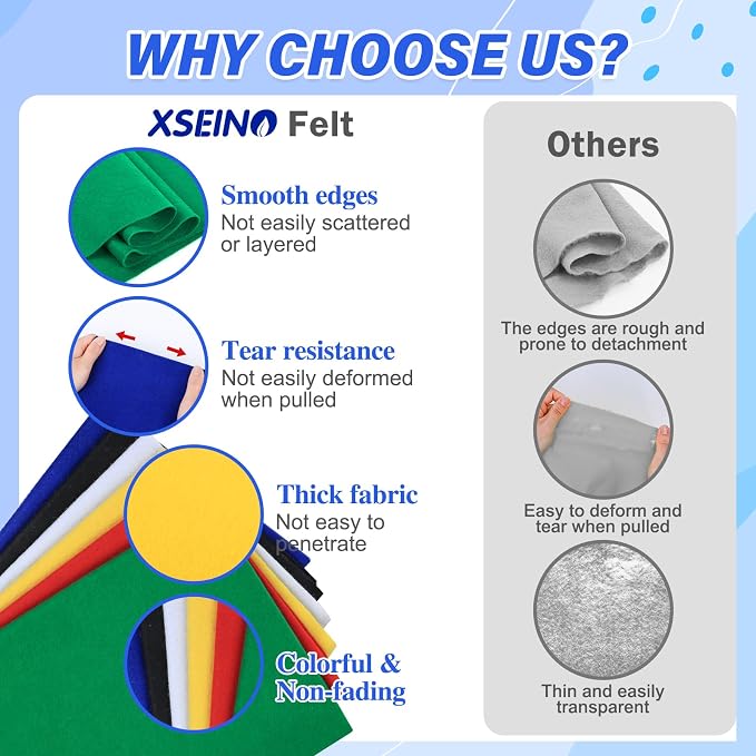XSEINO 6 Rolls 12"x35" Large Felt Sheets, 1.4mm Thick Nonwoven Fabric - Image 4