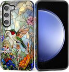 for Samsung Galaxy S23 Plus Case, Hummingbird Wildflower Stained Glass Pattern by Teonvpu