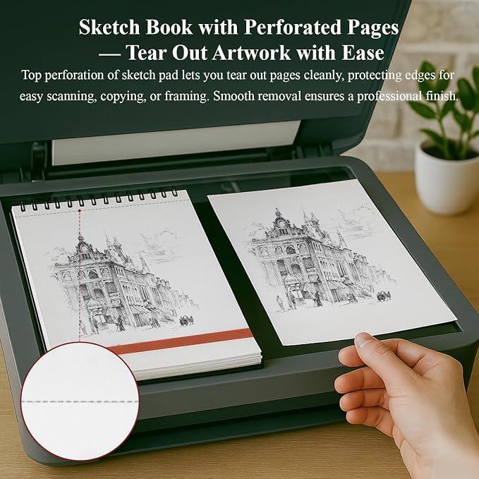 Ankkol Art Sketch Book 9x12, Top Spiral Bound Sketchbook, 68 lb/100gsm Art Paper - Image 6