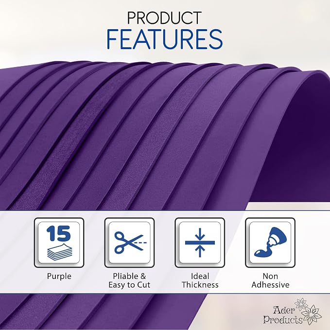 Purple EVA Foam Sheets for Crafts, 9 x 12 Inch, 2mm Thickness – Ideal for DIY - Image 4
