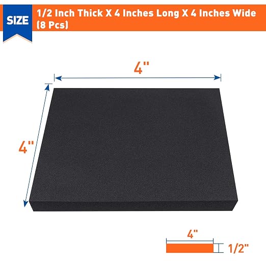 MAGZO 8Pcs Adhesive Foam Padding 1/2 in Thick X 4 in X 4 in, Closed Cell Foam - Image 2