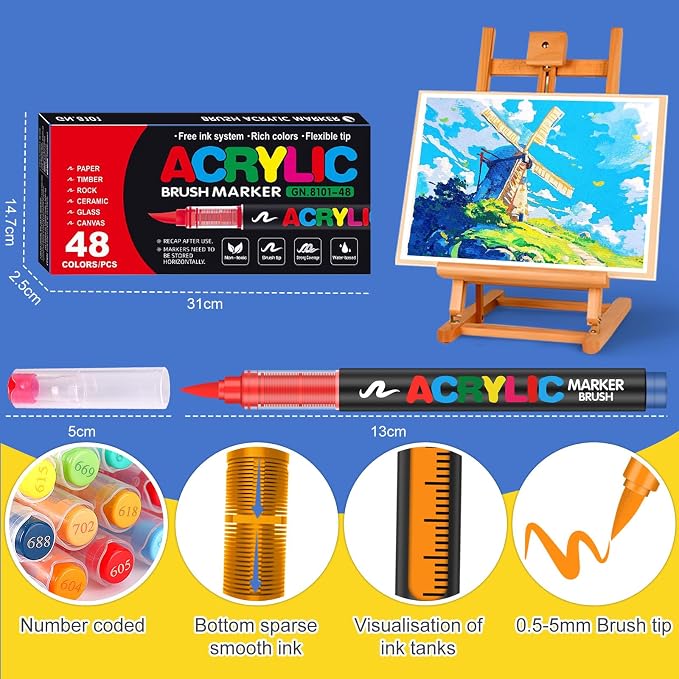Amamao Acrylic Paint Markers, Soft Brush Tip Pens and Markers, Acrylic Paint - Image 8