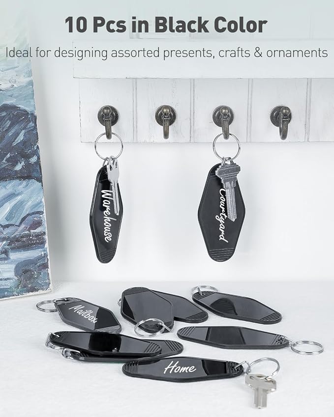 Uniclife 10 Pcs Blank Hotel Keychain Tags, Vintage Motel Keychain - Image 2
