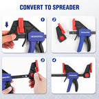 WORKPRO 6" Bar Clamps for Woodworking, One-Handed Clamp/Spreader, Light Duty - Image 4