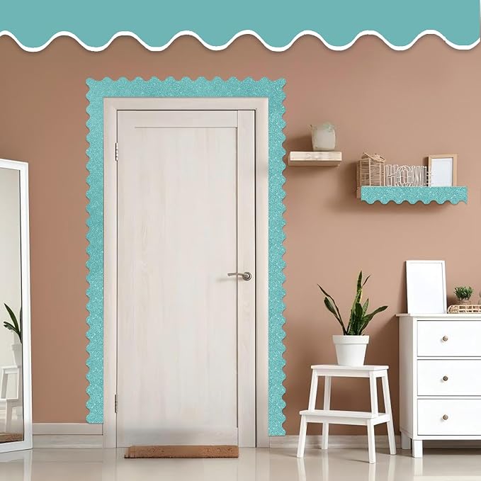 70Ft Shine Light Blue Bulletin Board Borders，Scalloped Poster Boards - Image 5