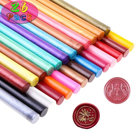 Paxcoo 26pcs Wax Seal Sticks for Stamps, Letters and Crafts by PAXCOO