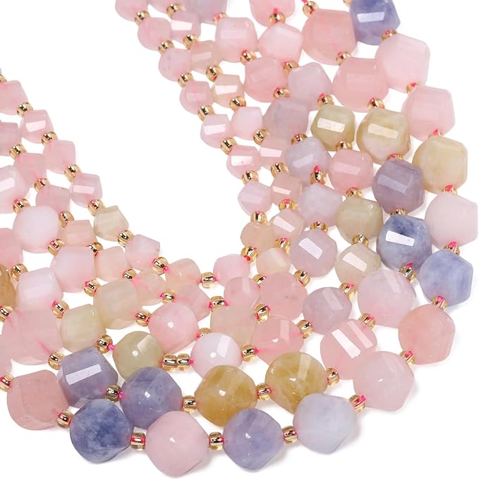34pcs Natural Morganite Stone Beads by Yochus