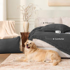 Andency Comforter Oversized King Dark Grey 120x98, 3 Pieces Boho Winter - Image 5