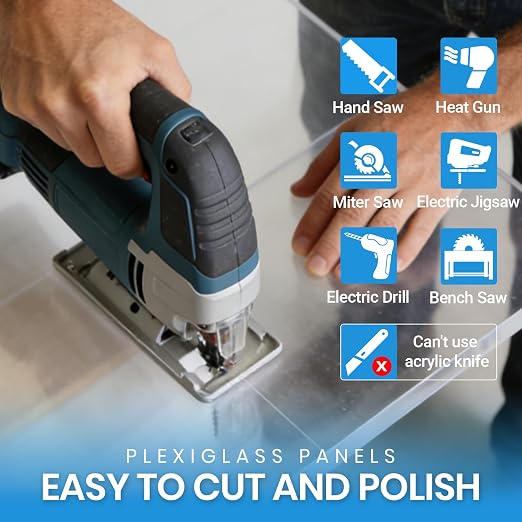 CALPALMY 24 x 36 Clear Acrylic Sheet Plexiglass 1/4" Thick; Use - Image 4