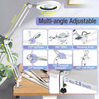 10X Magnifying Glass with Light and Clamp, Real Glass Stand Lighted Magnifier - Image 3
