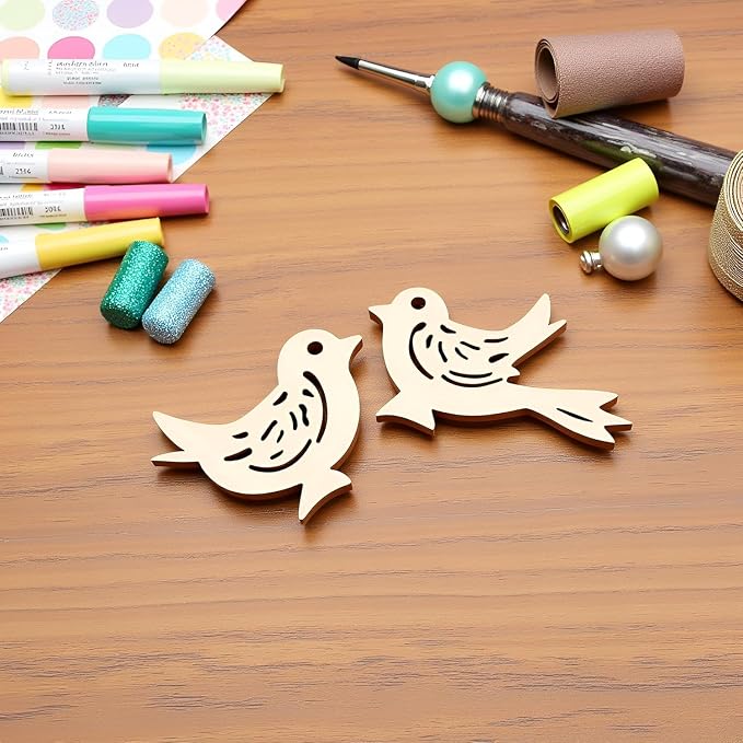 50Pcs Holiday Crafting Supplies and DIY Handmade Ornaments, Natural Unfinished - Image 7