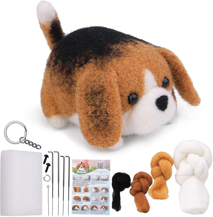 QMNNMA Needle Felting for Beginners, Beagle Needle Felting Set | DIY Wool Felt by Qmnnma
