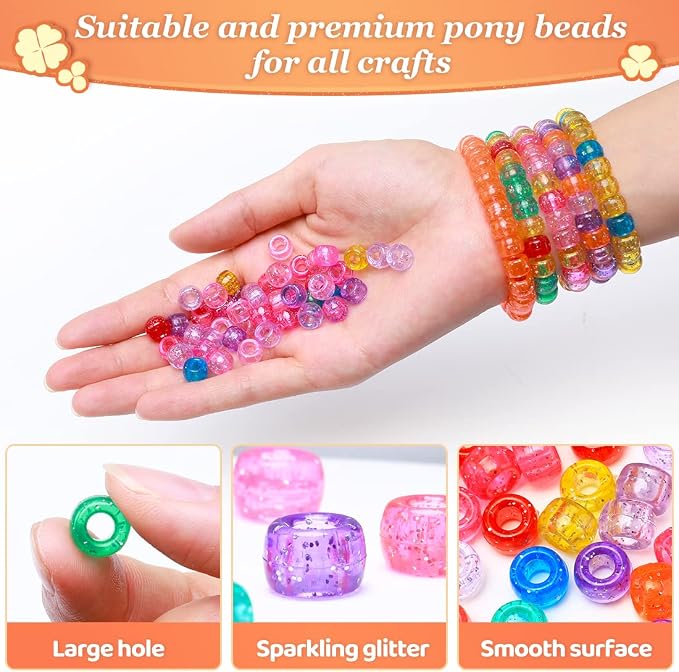 Eppingwin 1000 Pony Beads, 6x9 mm Large Beads, Hair Beads, Beads - Image 4