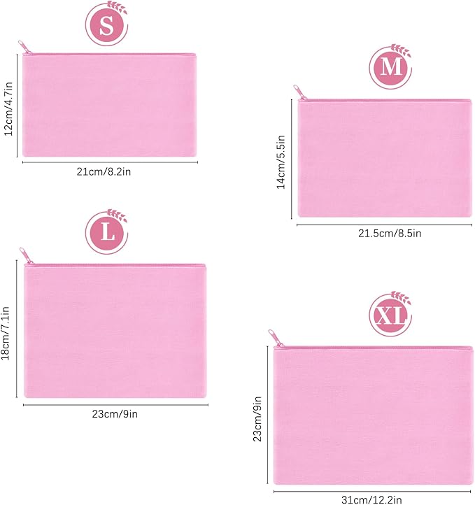 12 Pieces Cotton Canvas Makeup Bag, Blank DIY Craft Bag - Image 7