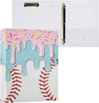 Baseball Red White Stripe Pattern Round Ring Binders 1.5 Inch Ice Cream 3 Ring - Image 8