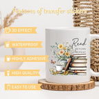 Rngmsi 20 Sheets Reading Books UV DTF Cup Wrap Cold UV DTF Transfer Sticker | - Image 3