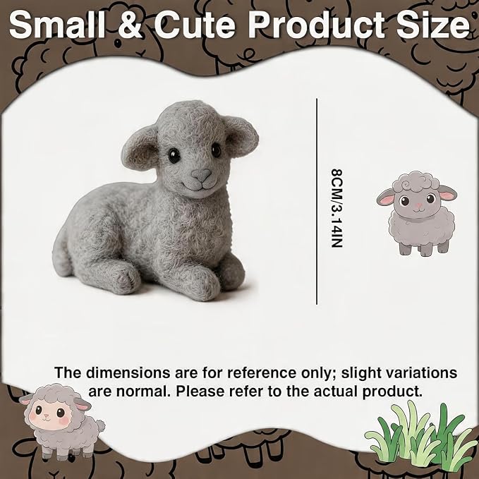 DIY Needle Felting Kit Cute Gray Lamb Lying – Needle Felting Starter Kit - Image 2