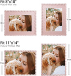 11x14 Picture Frame with Mat for 8x10, Wavy Edge Wooden Real Glass Photo Frame - Image 3
