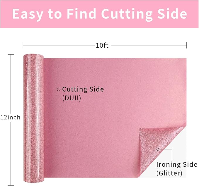 Rouge-Pink Glitter Heat Transfer Vinyl, Glitter Iron-On - Image 3
